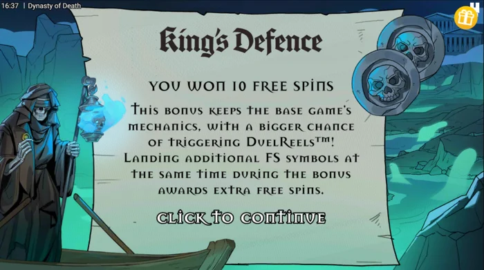 Dynasty of Death – King's Defence Free Spinsi käivitamine